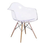 Me Home Clear Plastic Bucket Armchair with Wood Legs L8U0 - product image 1