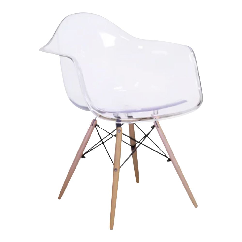 Me Home Clear Plastic Bucket Armchair with Wood Legs L8U0 - product image 1