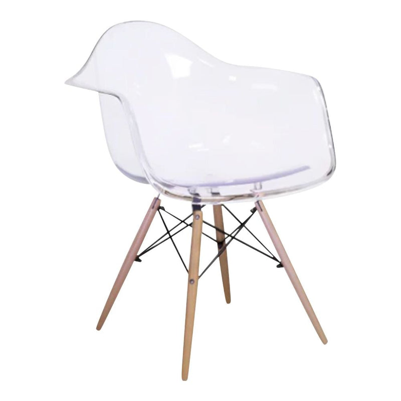 Me Home Clear Plastic Bucket Armchair with Wood Legs L8U0
