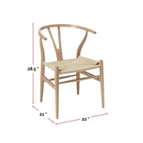 Me Home Wishbone Wood Dining Chair with Woven Seat, Natural N7Z4 - product image 3