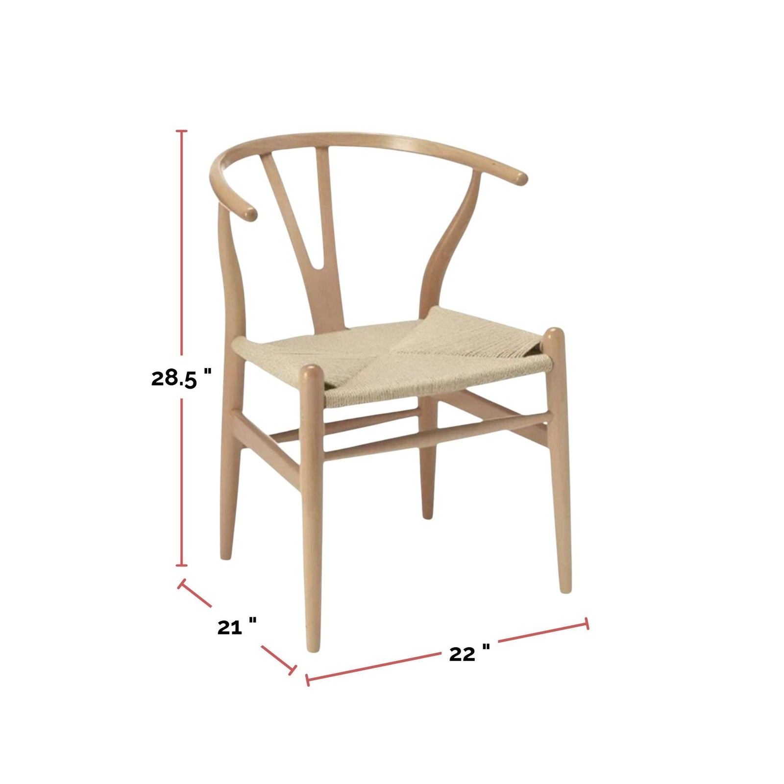 Me Home Wishbone Wood Dining Chair with Woven Seat, Natural N7Z4 - product image 3