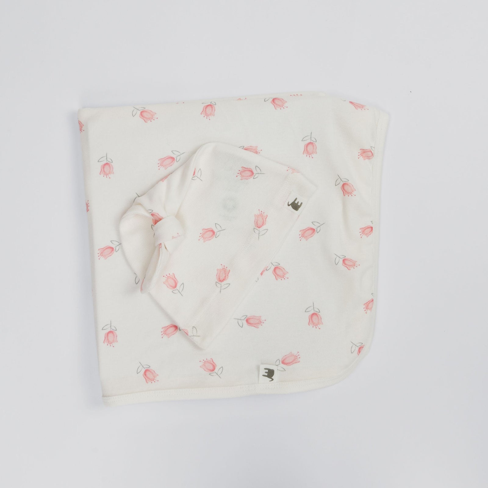 The Elk Baby Tulip Print Premium Organic Cotton Blanket and Beanie Set V4Q9 - product image 1