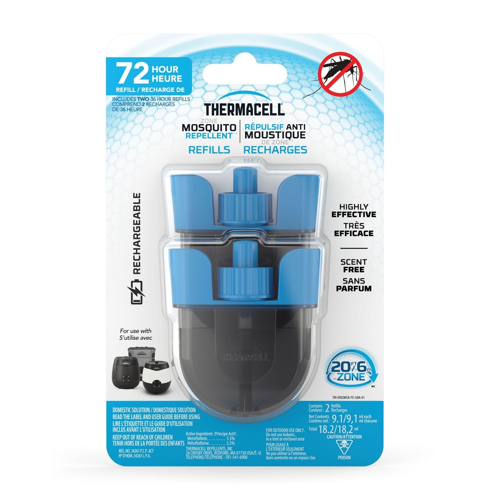 E-ZoneGuard Rechargeable Mosquito Repellent Refill 72-Hour Pack Y9U4 - product image 1