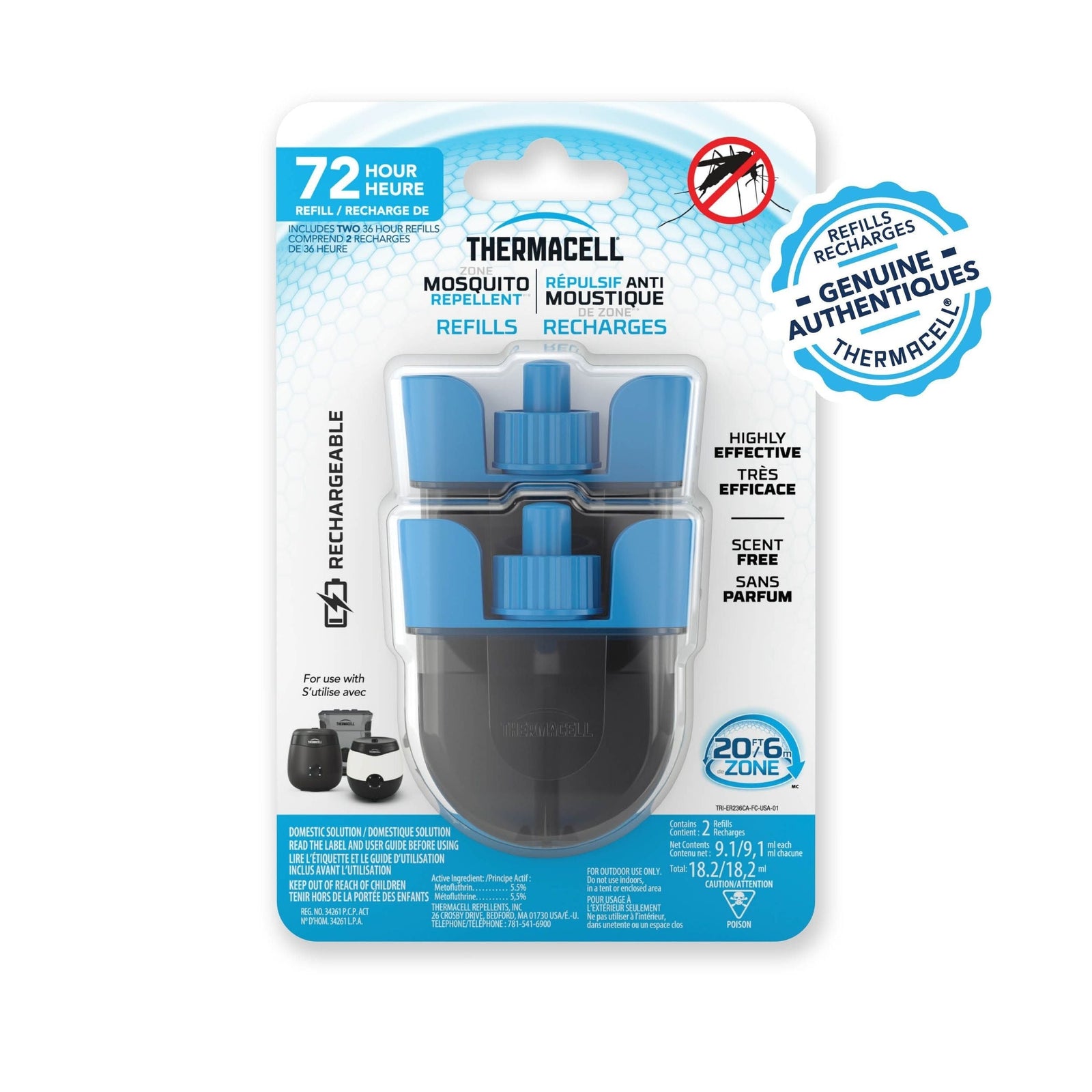 E-ZoneGuard Rechargeable Mosquito Repellent Refill 72-Hour Pack Y9U4 - product image 2