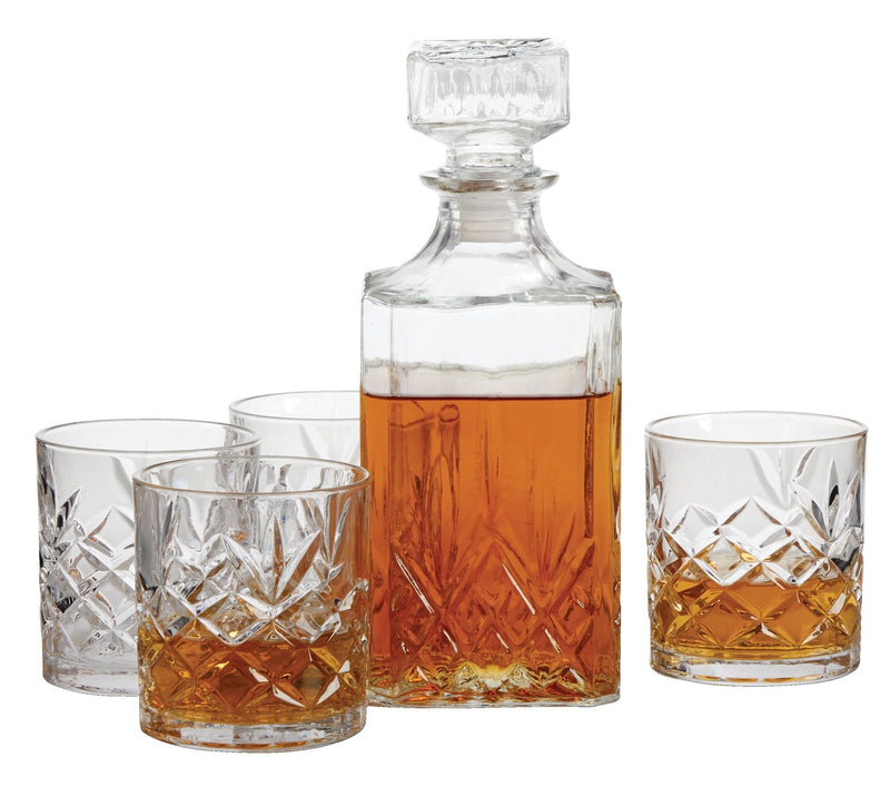 Glass Whiskey Decanter & Glasses Set, 5-pc M2A9