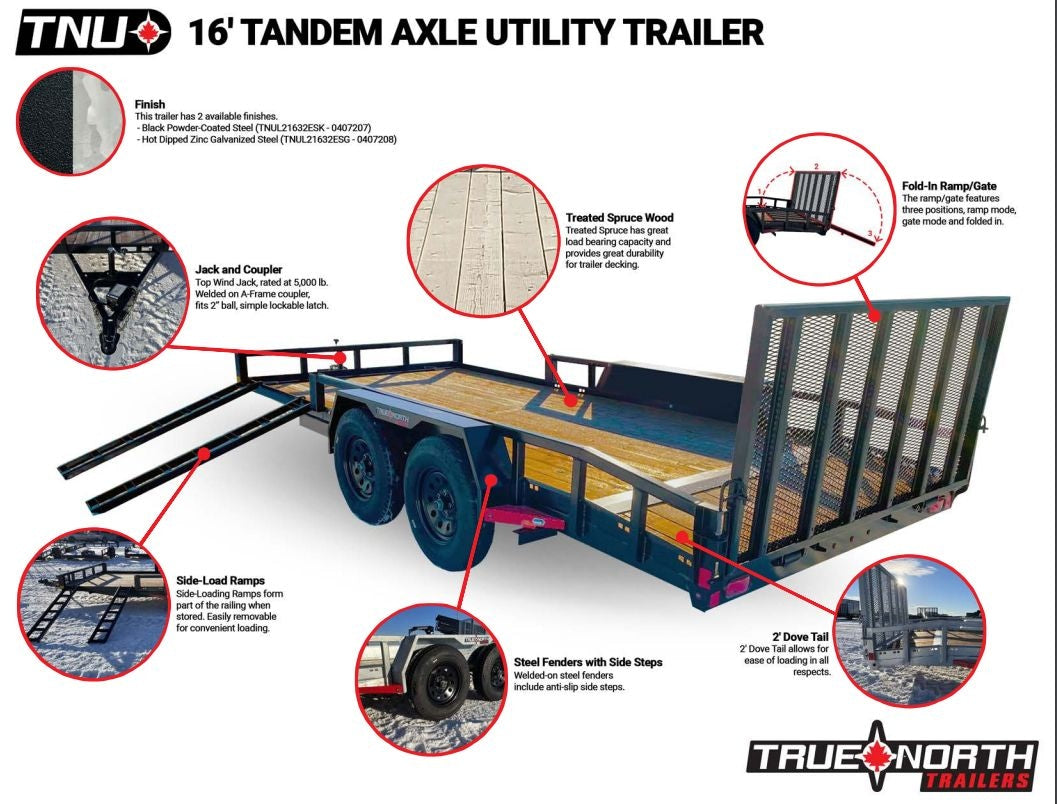 83-in x 16-ft Tandem Axle Utility Trailer, Black T9V9 - product image 1