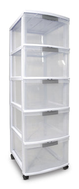 type A Element Lockable White Frame 5-Drawer Storage Tower/Cart with Wheels, 26-in E5L1 - product image 1