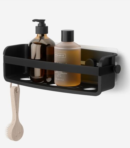 Flex Adhesive Shower Caddy Organizer Bin, Black J5U2