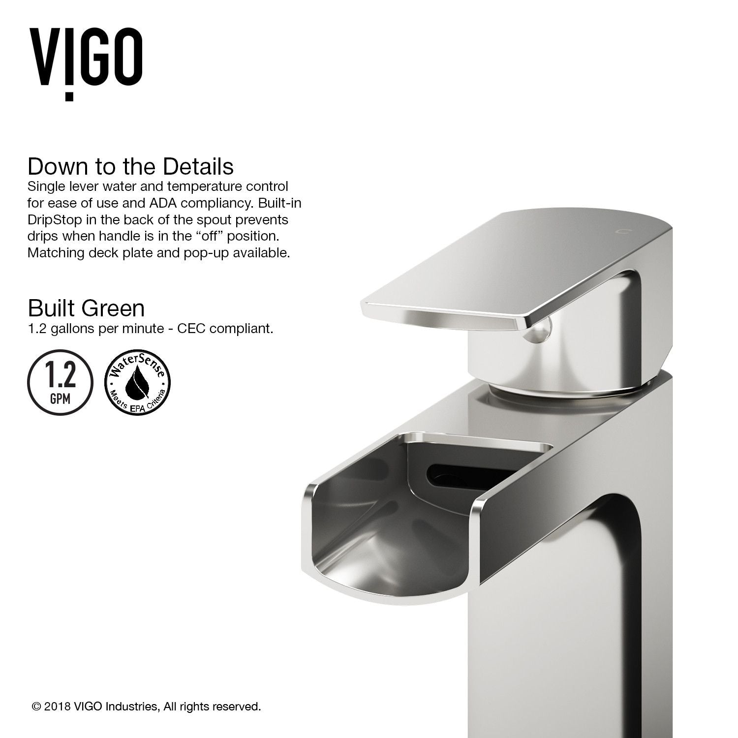 Amada Single Handle Vessel Single Hole Bathroom Sink Faucet, WaterSense Certified, Chrome J9U5 - product image 6