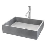 Coca Gothic ConcretoStone Grey Bathroom Sink/Basin Set with Cass Faucet and Rectangular Vessel W4V4 - product image 1