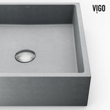 Coca Gothic ConcretoStone Grey Bathroom Sink/Basin Set with Cass Faucet and Rectangular Vessel W4V4 - product image 5