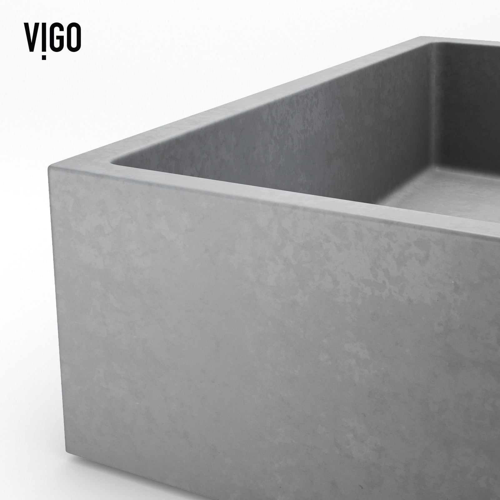 Coca Gothic ConcretoStone Grey Bathroom Sink/Basin Set with Cass Faucet and Rectangular Vessel W4V4 - product image 7