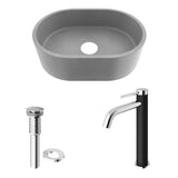 Giralda Gothic ConcretoStone Grey Bathroom Sink/Basin Set with Lexington Faucet and Oval Composite Vessel Y2D1 - product image 2