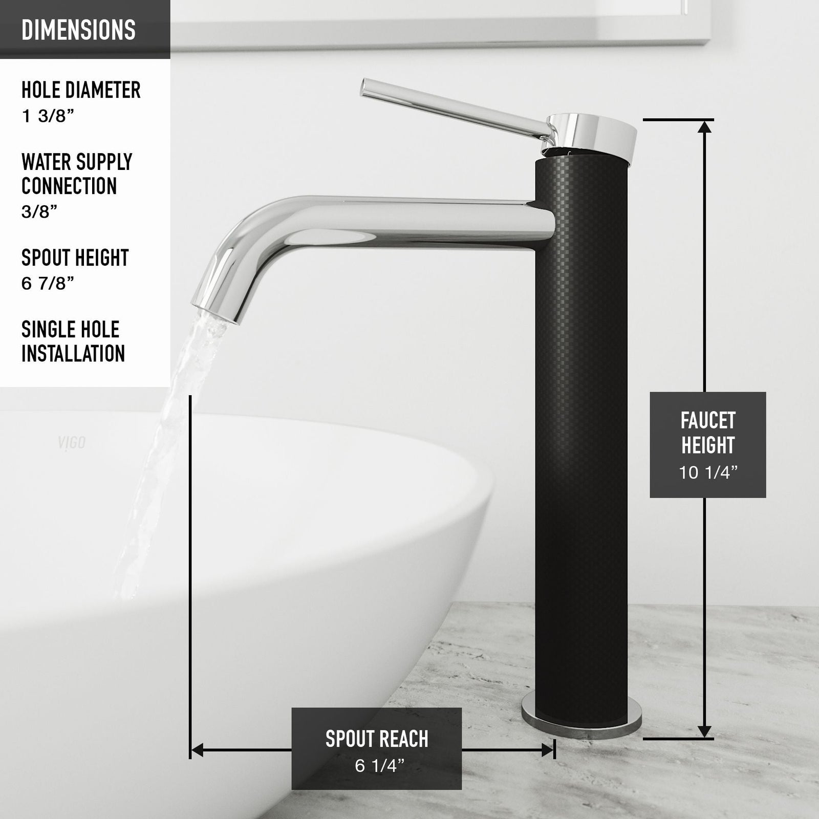 Giralda Gothic ConcretoStone Grey Bathroom Sink/Basin Set with Lexington Faucet and Oval Composite Vessel Y2D1 - product image 5