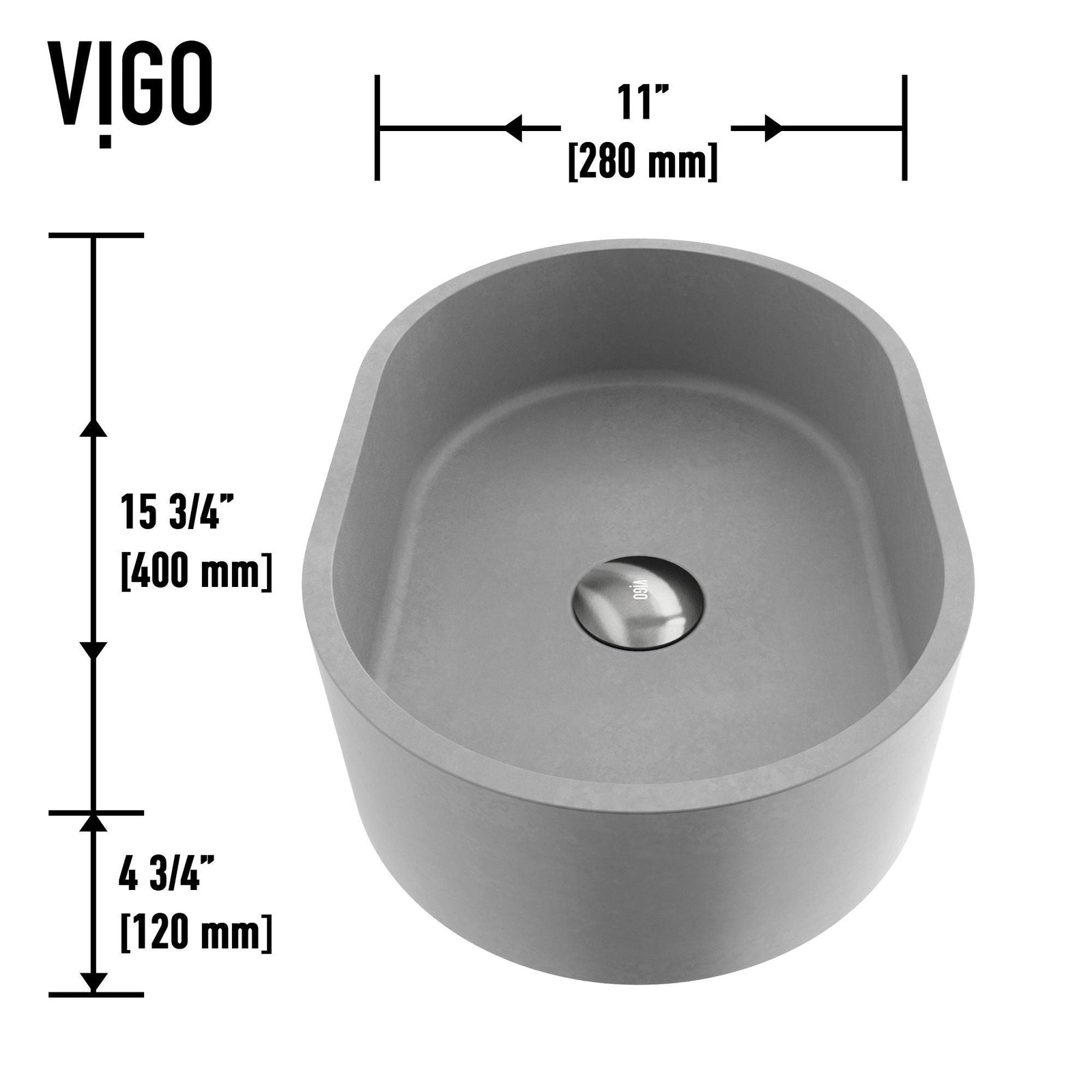 Giralda Gothic ConcretoStone Grey Bathroom Sink/Basin Set with Lexington Faucet and Oval Composite Vessel Y2D1 - product image 6
