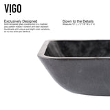 Glass Grey Onyx Bathroom Sink/Basin Set with Matte Black Lexington Faucet and Rectangular Vessel U5B2 - product image 3