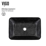 Glass Grey Onyx Bathroom Sink/Basin Set with Matte Black Lexington Faucet and Rectangular Vessel U5B2 - product image 7