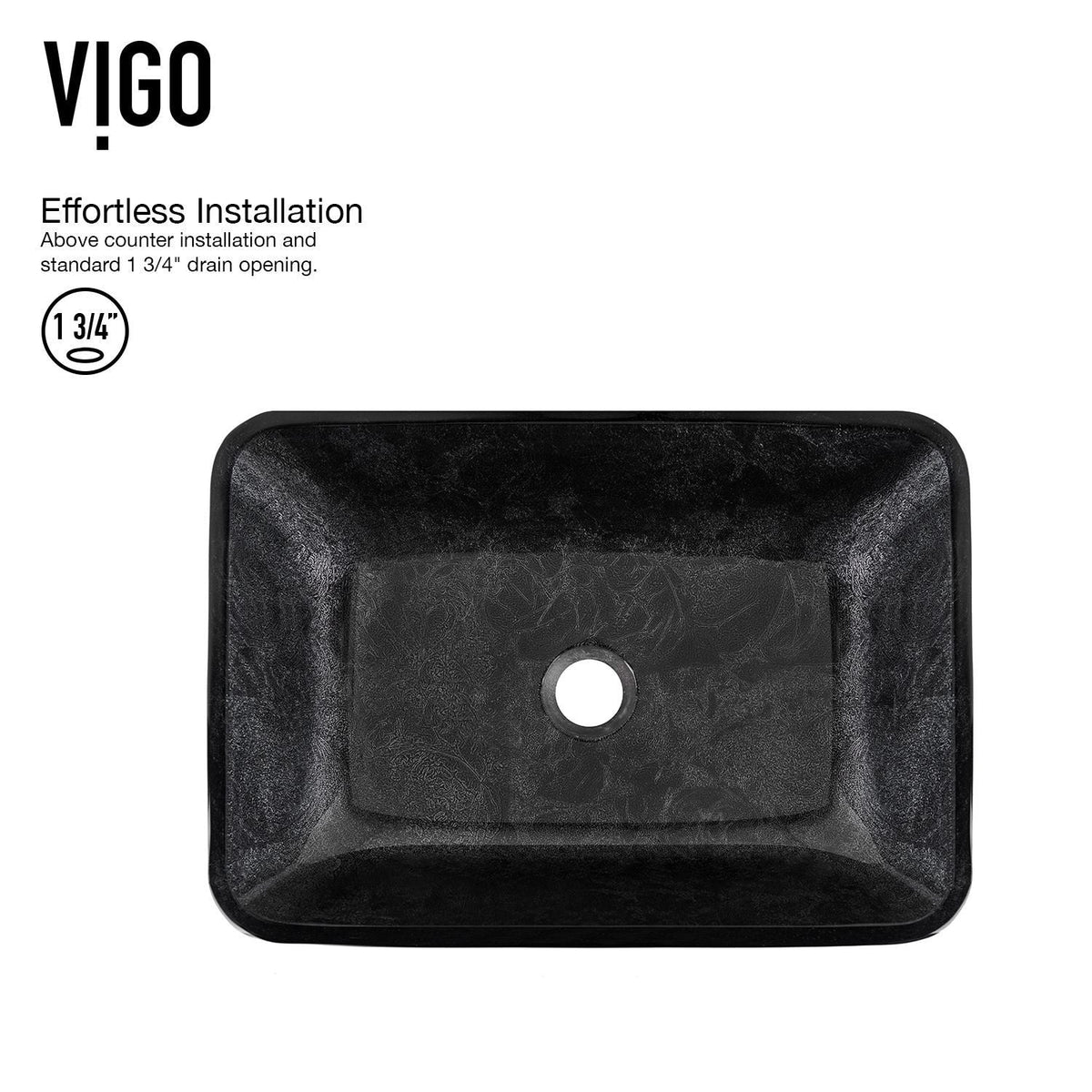 Glass Grey Onyx Bathroom Sink/Basin Set with Matte Black Lexington Faucet and Rectangular Vessel U5B2 - product image 7