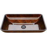 Glass Rectangular Vessel Bathroom Sink/Basin with Rounded Edges & Deep Bowl, Russet Z0O6 - product image 1