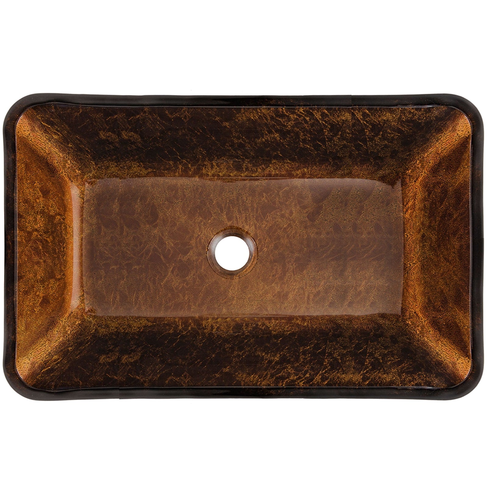 Glass Rectangular Vessel Bathroom Sink/Basin with Rounded Edges & Deep Bowl, Russet Z0O6 - product image 2