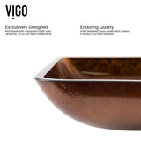 Glass Rectangular Vessel Bathroom Sink/Basin with Rounded Edges & Deep Bowl, Russet Z0O6 - product image 4