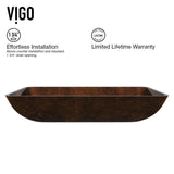 Glass Rectangular Vessel Bathroom Sink/Basin with Rounded Edges & Deep Bowl, Russet Z0O6 - product image 5