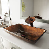 Glass Rectangular Vessel Bathroom Sink/Basin with Rounded Edges & Deep Bowl, Russet Z0O6 - product image 8