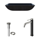 Glass Turquoise Water Bathroom Sink/Basin Set with Lexington Faucet and Rectangular Vessel P7M3 - product image 2