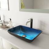 Glass Turquoise Water Bathroom Sink/Basin Set with Lexington Faucet and Rectangular Vessel P7M3 - product image 8