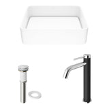 Jasmine MatteStone White Bathroom Sink/Basin Set with Lexington Faucet and Rectangular Composite Vessel G0B6 - product image 2