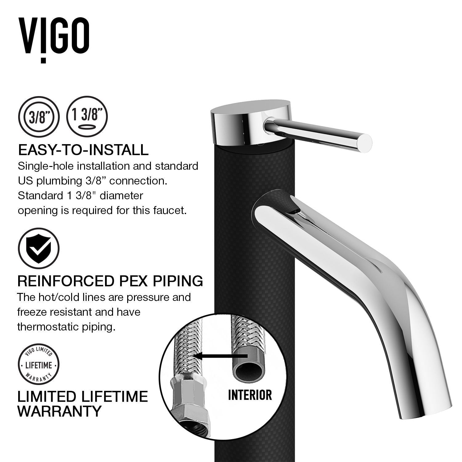 Jasmine MatteStone White Bathroom Sink/Basin Set with Lexington Faucet and Rectangular Composite Vessel G0B6 - product image 7