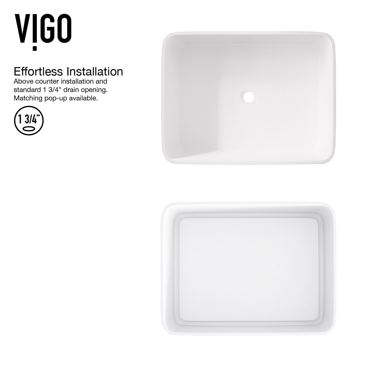 Jasmine MatteStone White Bathroom Sink/Basin Set with Lexington Faucet and Rectangular Composite Vessel G0B6 - product image 8
