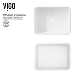 Jasmine MatteStone White Bathroom Sink/Basin Set with Olus Wall Mount Faucet and Rectangular Composite Vessel R2W2 - product image 6