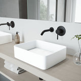 Jasmine MatteStone White Bathroom Sink/Basin Set with Olus Wall Mount Faucet and Rectangular Composite Vessel R2W2 - product image 8