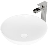 Lotus MatteStone Round White Composite Bathroom Sink/Basin Set with Amada Faucet and Pop-Up Drain F7L1 - product image 1