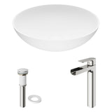 Lotus MatteStone Round White Composite Bathroom Sink/Basin Set with Amada Faucet and Pop-Up Drain F7L1 - product image 2