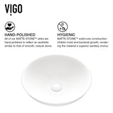 Lotus MatteStone Round White Composite Bathroom Sink/Basin Set with Amada Faucet and Pop-Up Drain F7L1 - product image 5