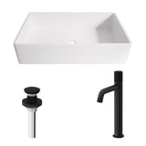 Magnolia MatteStone White Bathroom Sink/Basin Set with Apollo Faucet and Rectangular Composite Vessel X2P1 - product image 2