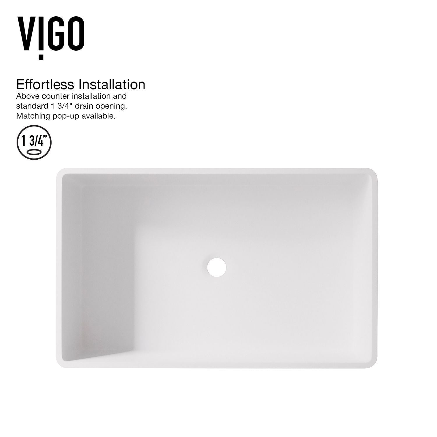 Magnolia MatteStone White Bathroom Sink/Basin Set with Apollo Faucet and Rectangular Composite Vessel X2P1 - product image 6