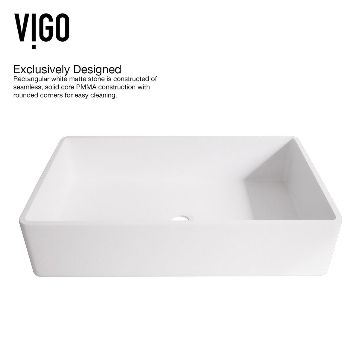 Magnolia MatteStone White Bathroom Sink/Basin Set with Apollo Faucet and Rectangular Composite Vessel X2P1 - product image 7