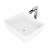Marigold MatteStone Matte White Bathroom Sink/Basin Set with Niko Faucet and Rectangular Composite Vessel L0H6 - product image 1