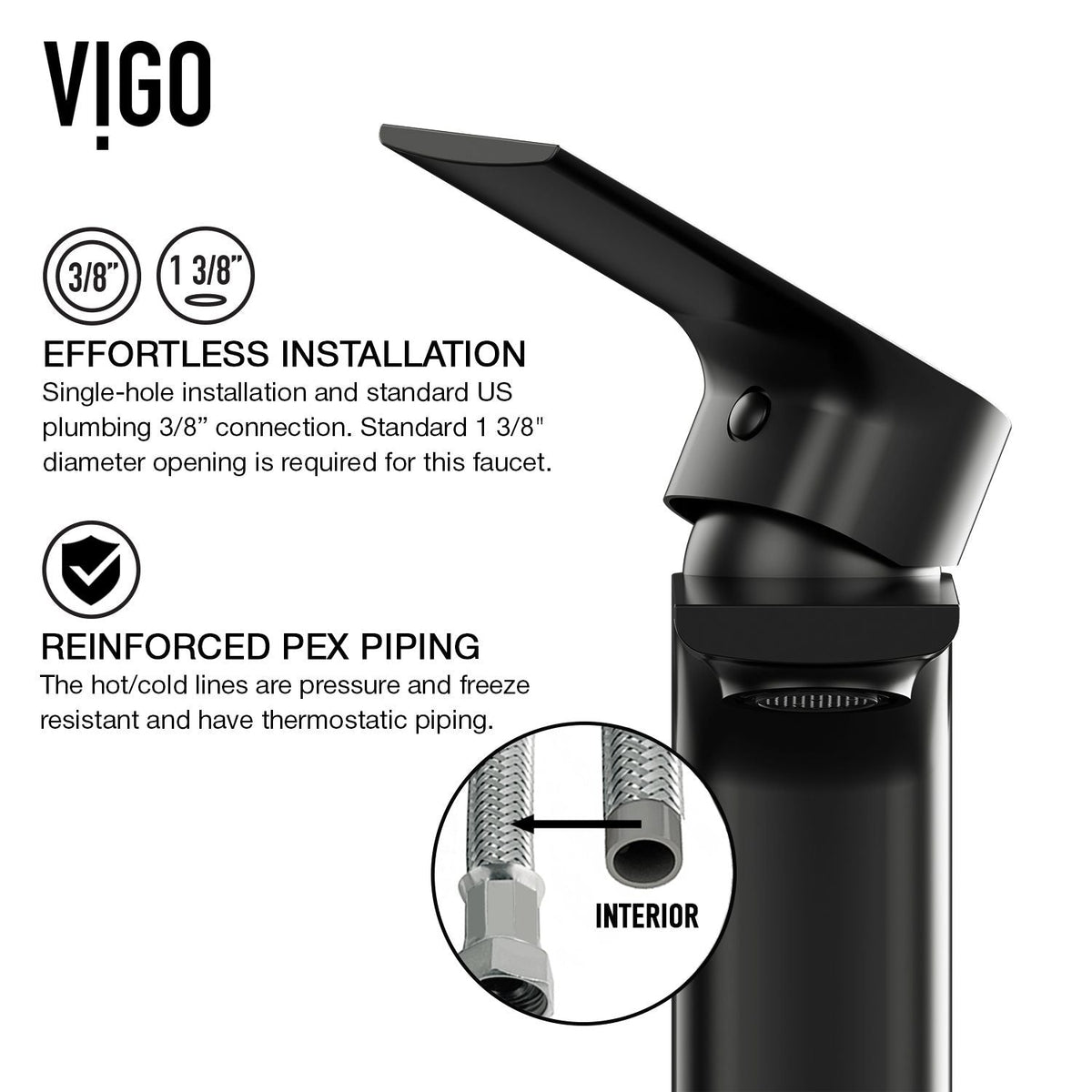 Norfolk Single Handle Vessel Bathroom Sink Faucet, WaterSense Certified, Matte Black C4O3 - product image 6