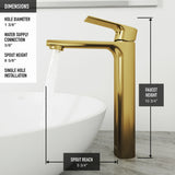 Norfolk Single Handle Vessel Single Hole Bathroom Sink Faucet, Matte Gold D4H3 - product image 3