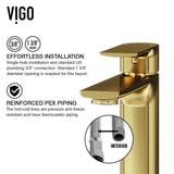 Norfolk Single Handle Vessel Single Hole Bathroom Sink Faucet, Matte Gold D4H3 - product image 6