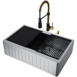 Oxford 33-in Single-Bowl Gold/Black Farmhouse Sink with Brant Faucet I0Q3 - product image 1