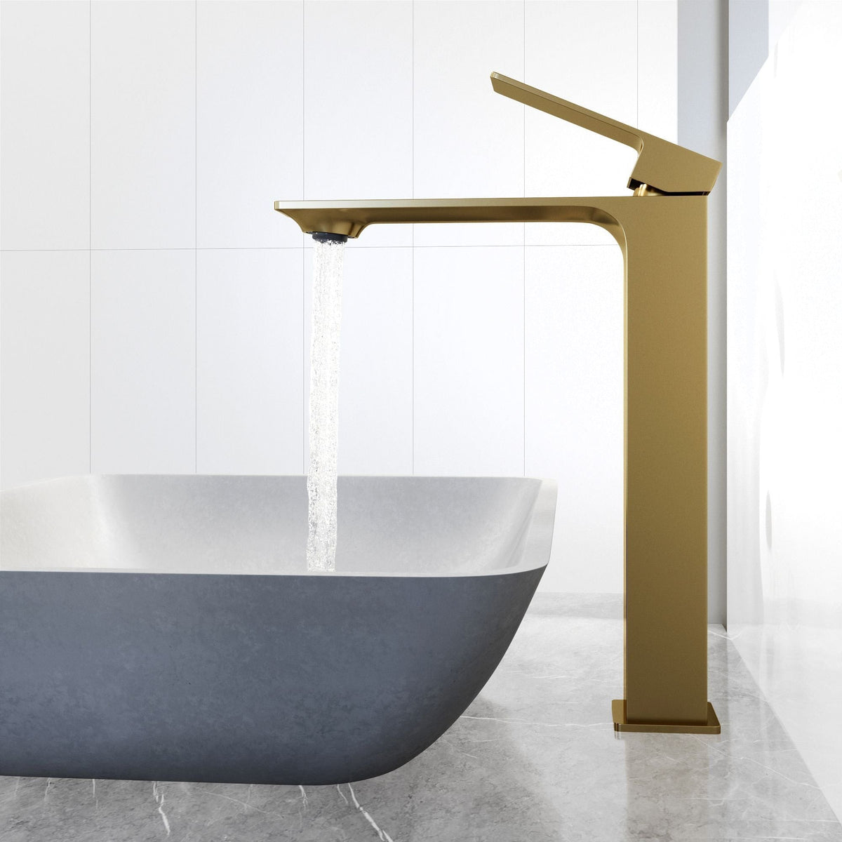 Ravenna Gothic ConcretoStone Grey Bathroom Sink/Basin Set with Dunn Faucet and Round Vessel W5P7 - product image 7