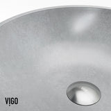 Ravenna Gothic ConcretoStone Grey Bathroom Sink/Basin Set with Dunn Faucet and Round Vessel W5P7 - product image 8