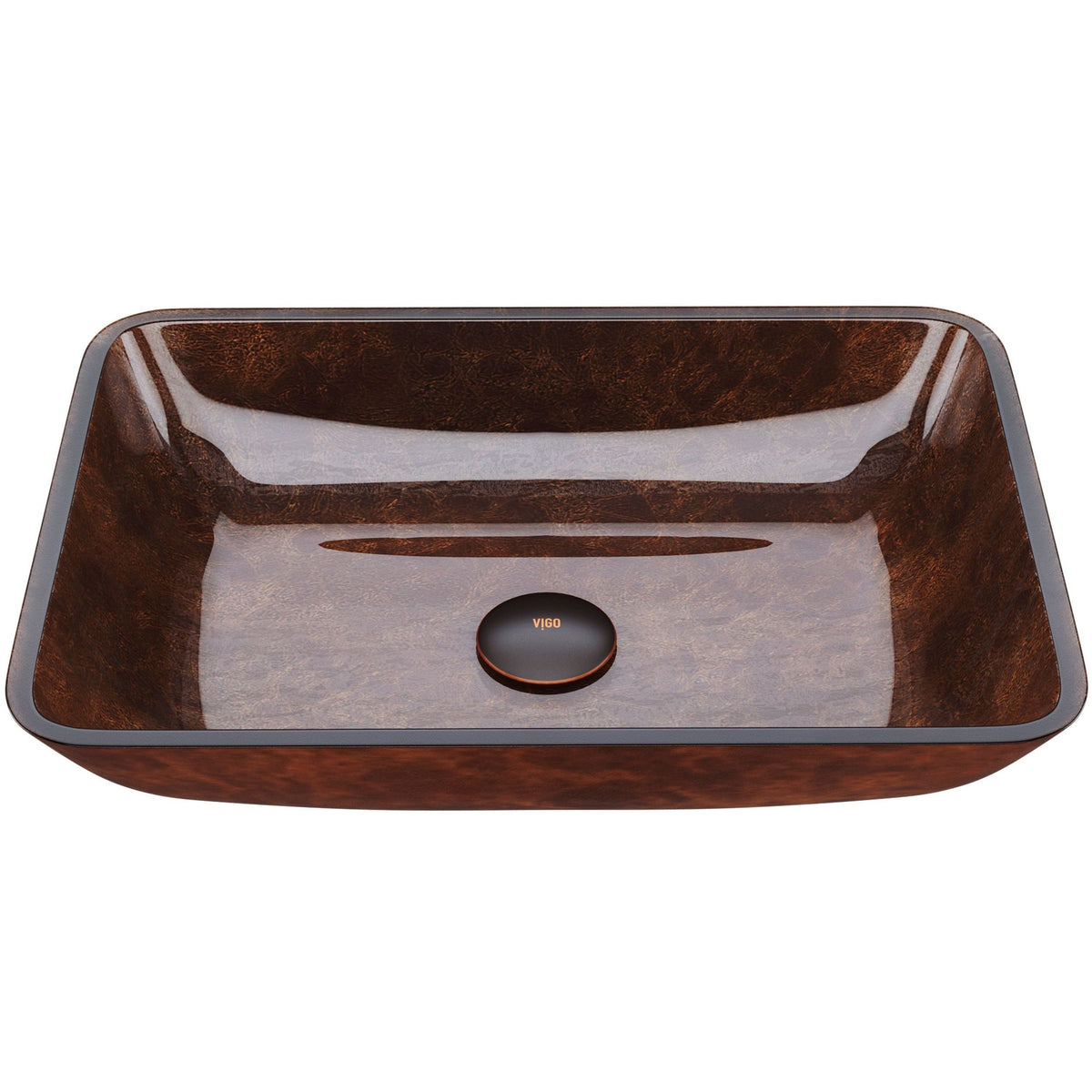 Rectangular Glass Vessel Bathroom Sink/Basin with Deep Bowl, Russet A2W8 - product image 1