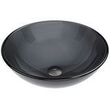 Sheer Glass Round Vessel Bathroom Sink/Basin with Deep Bowl, Black M1S2 - product image 1