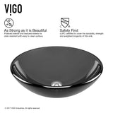 Sheer Glass Round Vessel Bathroom Sink/Basin with Deep Bowl, Black M1S2 - product image 5